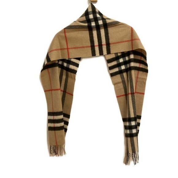 Auth BURBERRY LONDON ENGLAND - Light Brown Black Red Cashmere Scarf - Picture 2 of 5